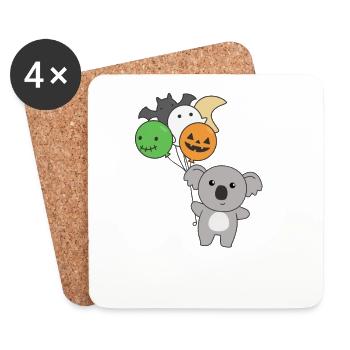 Ballons d'Halloween Koala pour enfants koalas mignons - Dessous de verre (lot de 4) - blanc - Devant
