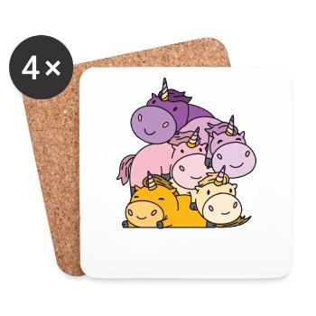 Trixic Flag Pride LGBTQ süße Einhorn - Untersetzer (4er-Set) - Weiß - Vorne