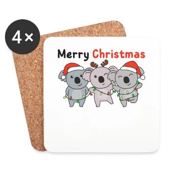 Koala Animaux de Noël Koalas Joyeux Noël - Dessous de verre (lot de 4) - blanc - Devant