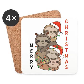 Paresseux Arbre de Noël Animaux de Noël Paresseux - Dessous de verre (lot de 4) - blanc - Devant