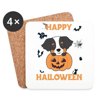Bouvier bernois dans Pumpkin Dogs Happy Halloween - Dessous de verre (lot de 4) - blanc - Devant