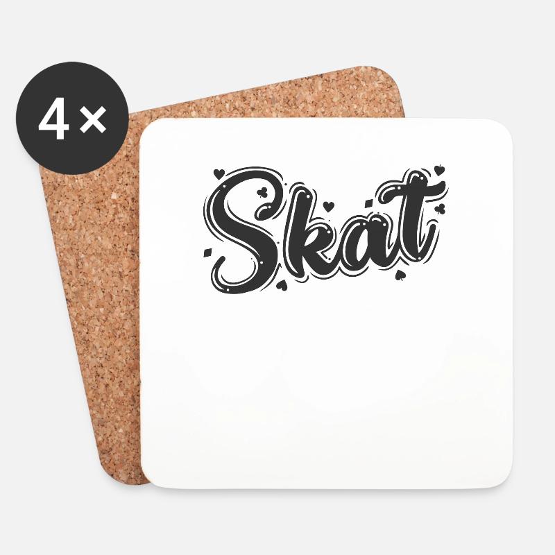 Skat Karten Reizen Spielkarten Kontra - Untersetzer (4er-Set) - Weiß