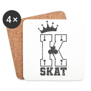 Skat King Kreuz Ass Krone Kartenspiel - Untersetzer (4er-Set) - Weiß - Vorne