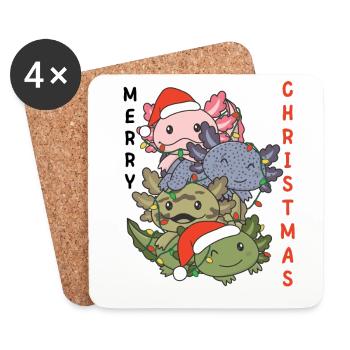 Axolotl Arbre de Noël Animaux de Noël Axolotls - Dessous de verre (lot de 4) - blanc - Devant