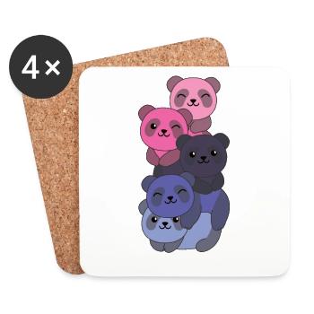 Omnisexuell Flag Pride LGBTQ süßer Panda Haufen - Untersetzer (4er-Set) - Weiß - Vorne