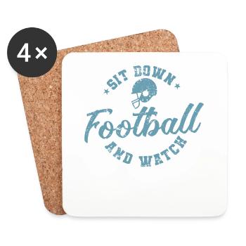 Asseyez-vous football et regardez America Sports - Dessous de verre (lot de 4) - blanc - Devant