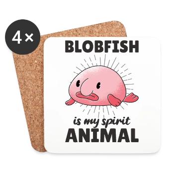 Blobfish Is My Spirit Animal - funny blobfish - Coasters (set of 4) - white - Front