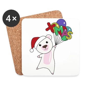 Polar Bear Christmas Snow Winter Animals Polar Bears - Coasters (set of 4) - white - Front
