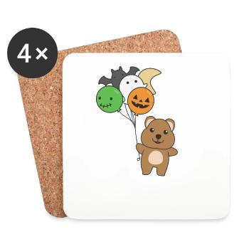 Quokka Halloween Balloons Kids Cute Animals - Coasters (set of 4) - white - Front
