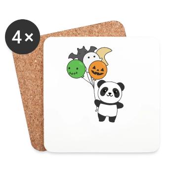 Panda Halloween Balloons for Kids Cute Pandas - Coasters (set of 4) - white - Front