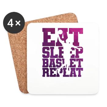 Eat Sleep Basketball Repeat Ballsport USA - Coasters (set of 4) - white - Front