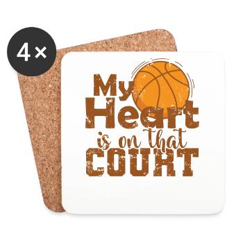 My Heart is on that Court Basketball America - Coasters (set of 4) - white - Front