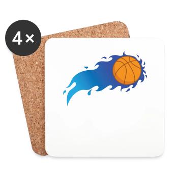 Basketball with Blue Flames Ballsport USA - Coasters (set of 4) - white - Front