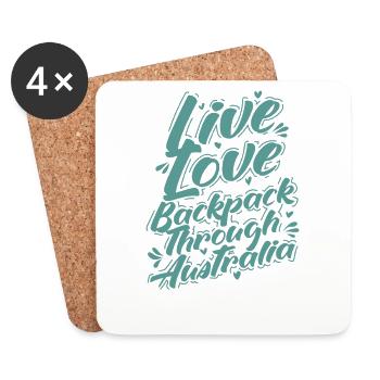 Live Love Backpack through Australia - Coasters (set of 4) - white - Front
