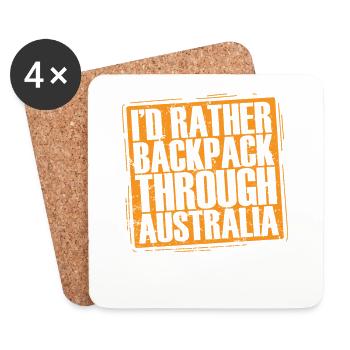 Je préfère Backpack à travers Outback Australia - Dessous de verre (lot de 4) - blanc - Devant