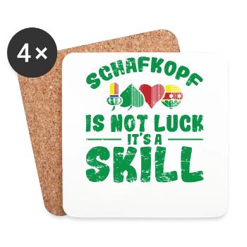Schafkopf is not Lust it’s Skill Kartenspiel - Untersetzer (4er-Set) - Weiß - Vorne