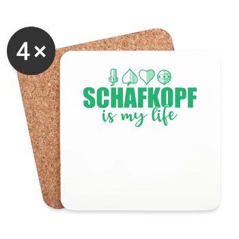 Schafkopf is my Life Kartenspiel Spielkarte - Untersetzer (4er-Set) - Weiß - Vorne