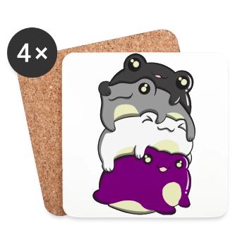 Fierté asexuée Kawaii Frog Bunch Asexué Fl - Dessous de verre (lot de 4) - blanc - Devant