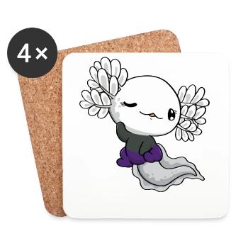 Demisexual Pride Kawaii Axolotl Demisexuelle Fl - Dessous de verre (lot de 4) - blanc - Devant