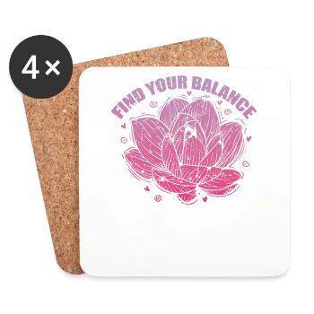 Lotus Flower Find your Balance Plant Flower - Coasters (set of 4) - white - Front