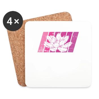 Fleur de lotus Fleur de lotus Plante asiatique - Dessous de verre (lot de 4) - blanc - Devant