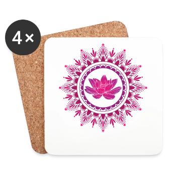 Lotus Flower Pattern Plant Flower Garden - Coasters (set of 4) - white - Front