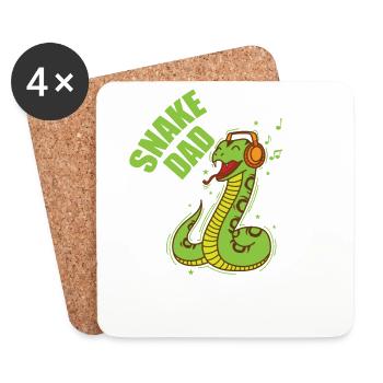 Snake Dad with music and headphones Snake Reptile - Coasters (set of 4) - white - Front