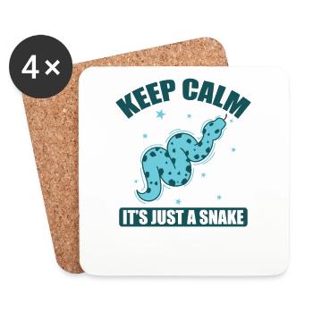 Keep Calm it's just a Snake Snake Reptile - Coasters (set of 4) - white - Front