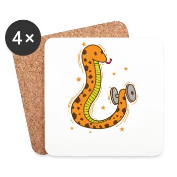 Snake fait fitness reptile animal zoo - Dessous de verre (lot de 4) - blanc - Devant