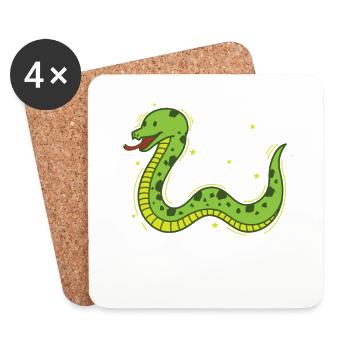 Snake Zodiac Sign Reptile Animal Zoo - Coasters (set of 4) - white - Front