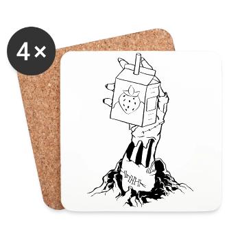 Zombiecore Esthétique Fraise Lait Zombie - Dessous de verre (lot de 4) - blanc - Devant