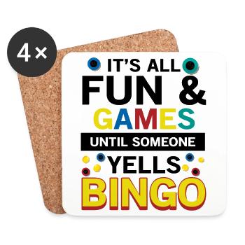 Bingo Yells Bingo Fan Fun Bingo - Dessous de verre (lot de 4) - blanc - Devant