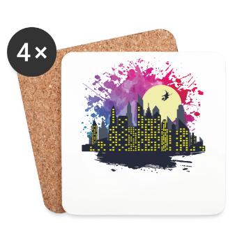 Skyline avec Witch Building City Silhouette - Dessous de verre (lot de 4) - blanc - Devant