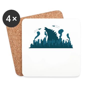 Skyline with monster and monster city - Coasters (set of 4) - white - Front