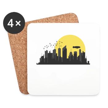 Skyline mit Zeppelin Gebäude Stadt Umriss - Untersetzer (4er-Set) - Weiß - Vorne