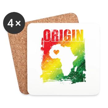Carte d’origine Afrique Cœur Continent Afrique - Dessous de verre (lot de 4) - blanc - Devant
