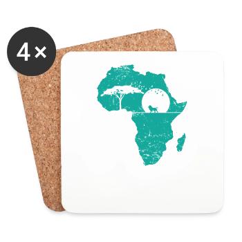 Safari Afrique Population Continent Carte - Dessous de verre (lot de 4) - blanc - Devant