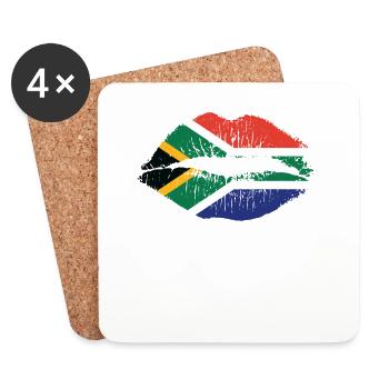 Mund Lippen mit Südafrika Farben Kontinent - Untersetzer (4er-Set) - Weiß - Vorne