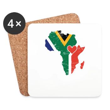 Afrique du Sud Drapeau Continent Afrique Carte - Dessous de verre (lot de 4) - blanc - Devant