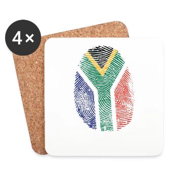 Empreinte digitale Afrique du Sud D.N.A. Continent - Dessous de verre (lot de 4) - blanc - Devant