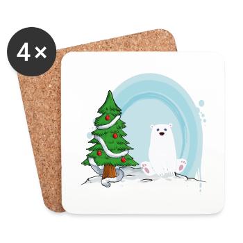 Christmas Polar Bear - T-Shirts und Sweatshirts - Untersetzer (4er-Set) - Weiß - Vorne