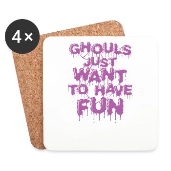 Les goules veulent juste s’amuser Halloween - Dessous de verre (lot de 4) - blanc - Devant