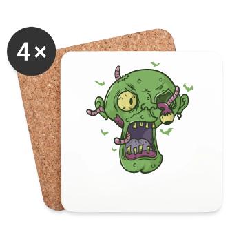 creepy Halloween head with worms - Coasters (set of 4) - white - Front