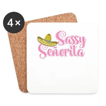 Sassy Senorita Sombrero Vacances Mexique - Dessous de verre (lot de 4) - blanc - Devant