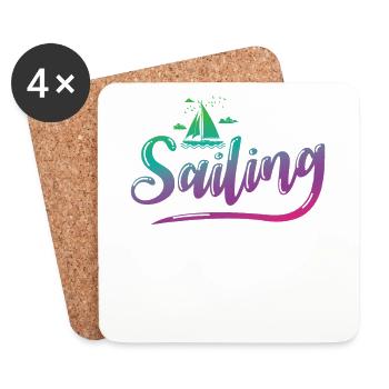 Sailing Segeln Boot Wassersport Freizeit - Untersetzer (4er-Set) - Weiß - Vorne