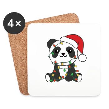 Panda Noël Animaux d’hiver Pandas - Dessous de verre (lot de 4) - blanc - Devant