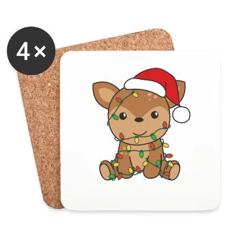 Cerf Noël Animaux d’hiver Cerf - Dessous de verre (lot de 4) - blanc - Devant