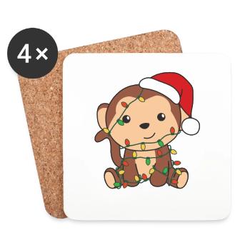 Monkey Christmas Winter Animals Monkeys - Coasters (set of 4) - white - Front