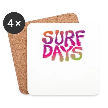 Surf Days Surf Surf Planche de surf Sports nautiques - Dessous de verre (lot de 4) - blanc - Devant