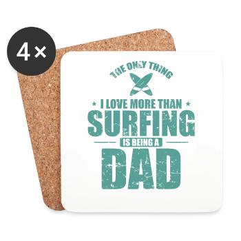 Ce que j’aime plus que le surf, c’est d’être papa - Dessous de verre (lot de 4) - blanc - Devant